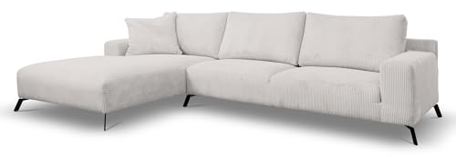 VENASI MÖBEL Ecksofa ohne Schlaffunktion Links/Rechts Sofa L-Form Eckcouch Couchgarnitur Couch Cordstoff (Beige, Links)
