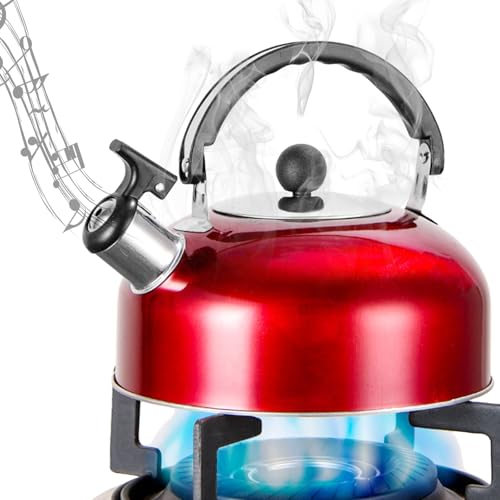 Wasserkessel, 3L Flötenkessel, Wasserkessel Induktion, Edelstahl Teekessel, Edelstahl Flötenkessel, Wasserkocher für Gas Induktion für Camping, Wander, Kochen Im Freien
