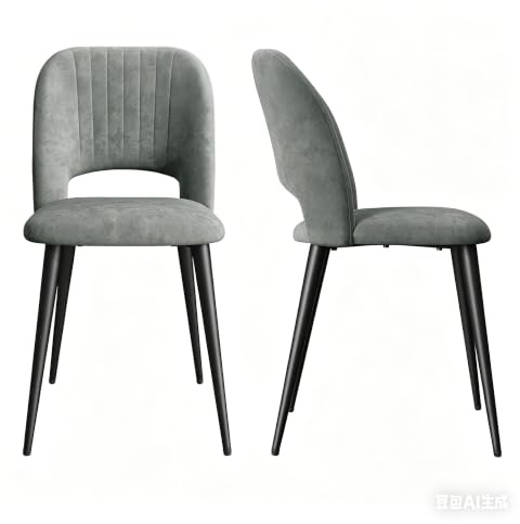 Chleby 2er Set Esszimmerstühle aus Samt Komfortabel Küchenstühle Gepolstert Weicher und Bequemer Esszimmerstuhl für Esszimmer/Wohnzimmer/Küche Grau