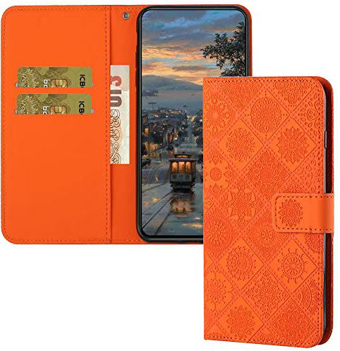 SIYOPINPFY Custodia per iPhone 11, Cover Pelle PU Portafoglio Flip Libro Libretto Magnetico Caso con Slot Porta Carte Supporto Completa Protezione Cover per iPhone 11 XC Arancione