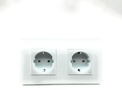 Panel de Interruptor Doble de Pared Táctil Moderno con Enchufe y Puerto USB y USB-C WiFi, Color Blanco (Enchufe WiFi + Enchufe WiFi)