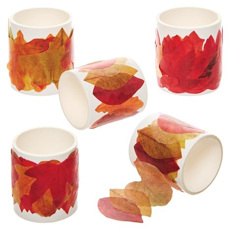 Baker Ross FN301 Autumn Leaves Self-Adhesive Paper Craft Tapes - Pack of 5, Autumn Arts and Crafts Supplies