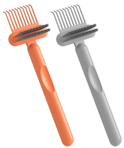 Ieron 2 Stück Haarbürsten-Reinigungswerkzeug, Kamm-Reinigungsbürste, 2-in-1-Haarbürsten-Reinigungskamm mit eingebettetem Kamm zum einfachen Entfernen von Haaren und Schmutz geeignet