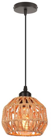 LIGKIN Lampadario Industriale Vintage Lampada a sospensione Paralume in Metallo Corda, Plafoniera E27 Luce da Soffitto Retro per Ristorante Corridoio Camera da letto