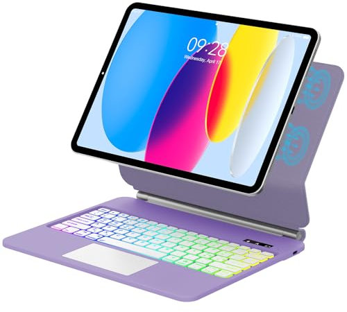 IVEOPPE Tastiera iPad A16 11ª generazione 2025/10ª generazione 2022, Cover Tastiera Italiano ‎QWERTY con Magnetico Trackpad Muti-Touch,7 Colori Retroilluminazione, Layout italiano, Viola chiaro