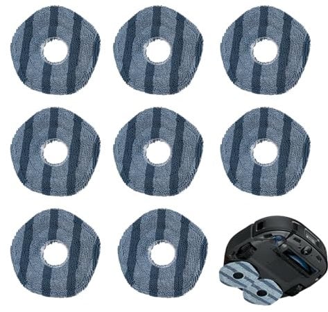 Guegine 8 Pcs Mop Pads for Eufy X10 Pro Omni Accessories Blue Spin Cleaning Pads Replacement Accessories Microfiber Soft Washable Compatible with Anker Eufy X10 Pro/X9 Pro Omni(with Brush * 1)