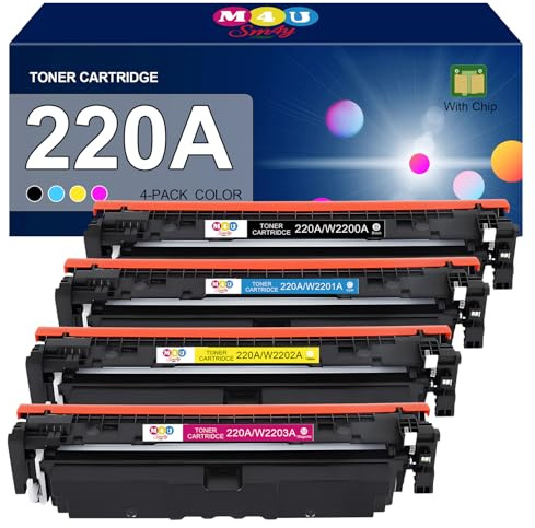 M4U SM4Y 220A Tonerkartuschen (mit Chip) Kompatibel für 220A W2200A 220X W2200X, für Color Laser Jet Pro MFP 4302dw 4302fdw 4202dw 4202dn 4302fdn(4er-Pack, Schwarz Cyan Gelb Magenta)