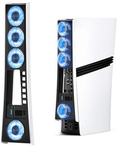 4 ventole di raffreddamento per accessori PS5 Pro, ventole di raffreddamento silenziose aggiornate con velocità regolabile, porta USB LED e controller, efficiente controllo della temperatura solo per