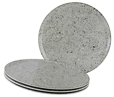 Creatable, 24694, Serie Stone Collection Genua, 4-teiliges Geschirrset für 4 Personen, Pizzateller aus Porzellan, spülmaschinen- und mikrowellengeeignet, Made in Europe