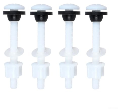 Plastic Toilet Tank Bolts M10 2-Pairs Set for Two-Piece Toilet Installation and Replacement Accessories with Rubber Washers