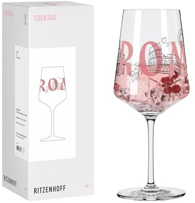 RITZENHOFF 8096011 Cocktailglas 500 ml - mit farbenfrohem Reisemotiv für Weltenbummler, ideal für Longdrinks und kreative Cocktails – Made in Germany