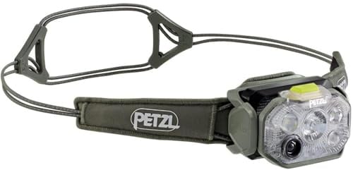 PETZL SWIFT RL Stirnlampe Desert Green 1200 Lumen aufladbar, REACTIVE LIGHTING, leichte Kopflampe mit Akku, Outdoor Lampe für Trailrunning Bergsteigen