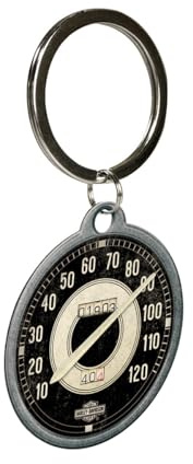 Nostalgic-Art Retro Schlüsselanhänger, Ø 4 cm, Harley-Davidson – Tacho | Original Harley-Davidson Lizenzprodukt (OLP), aus Metall, Vintage Design, Geschenk-Idee für Biker