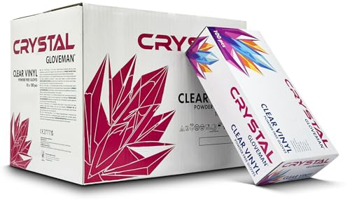 RE-GEN Full Case (1000pc) 10 Boxes - Gloveman Crystal Clear Vinyl Powder Latex Free Disposable Gloves | Food Approved, Multi-Purpose, General Cleaning | 100 Gloves/Per Box (Small)
