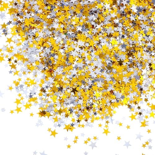 6000 Stück Konfetti Glitzer Sterne, Glitzersterne Streudeko Geburtstag Gold Glitzer Konfetti Streudeko Sterne Silber Geburtstag Streusterne Deko Pailletten Hochzeit Partys Weihnachten