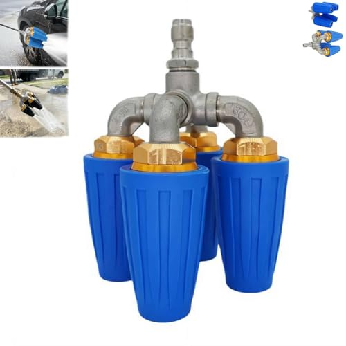 4 in 1 Quadruple Turbo Nozzle Pressure Washer,360° Rotating Pressure Washer Turbo Nozzle with 1/4 Quick Connector,2.5 Orifice,4000 PSI,4-6 GPM,for Efficient Washing Floor,Garden,Deck,Car