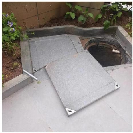 GHFXSCV Coperchio per pozzetto Invisibile in Acciaio Inox 304 con Gancio di Sollevamento, 30x30x5 cm, per pozzetti in Cemento, vialetti e marciapiedi - Design Resistente e Robusto