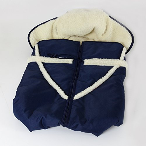 Wuschelweicher Winter Fußsack HolzFee Alaska Granatblau Dunkel Blau für Schlitten Kinderwagen Baby Lammwolle