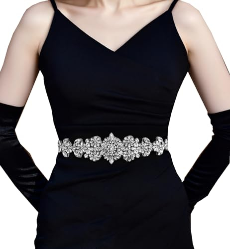TOPQUEEN Hochzeit Gürtel Brautkleid Schärpe Brautjungfernkleider Ballkleid Brautgürtel Mit Glitzer Strass Strass (Schwarz)