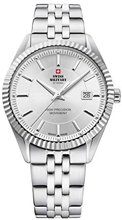 Swiss Military by Chrono Herren Uhr Armbanduhr Quarzwerk mit Edelstahl Metallarmband Analoge Herrenuhr Silber SM34065.02