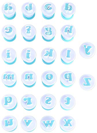 Nuoda 26 Stück DIY Buchstaben Zahlen Kuchen Formen Fondant Zucker Craft Plunger Ausstechform Ausstechform Dekoration Werkzeuge, bunt