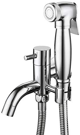 FZHLR Laiton Handheld Bidet Bidet Toilette Vaporisateur Faucet Jardin Mur Douche Monté Robinet Noir/Chrome Tête 1/2 Entrée D'Eau, Chrome