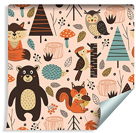 Muralo Tapete Für Kinder - Waldtiere im skandinavischen Stil Vlies ungewöhnlich Design Umwelt - 222854764