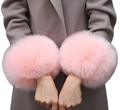 Cheerlife Fell Pelz Armstulpen Stulpen Manschetten Fellstulpen Handschuhe Pulswärmer Kunstfell Rosa