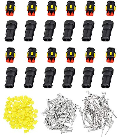 YIXISI 12 Sätze 2-Polig Stecker Steckverbinder Wasserdicht, Wasserdicht Schnellverbinder, Auto Wasserdicht Stecker Elektrische Stecker Kit, Kabel Steckverbinder Stecker für Auto KFZ Boot
