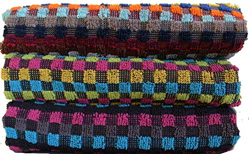 KH-Haushaltshandel 3er Pg. Frottier Grubentuch, 50 x 90 cm, Multicolor dunkel kariert, Handtuch, Mehrzwecktuch, 100% Baumwolle (3)