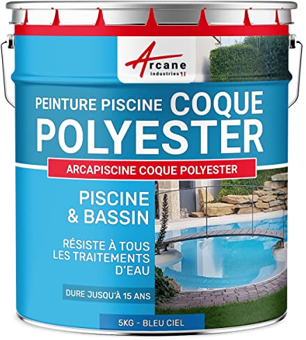ARCANE INDUSTRIES Pintura para piscinas y depósitos de fibra de vidrio - ARCAPOOL - 175-5 kg (hasta 15m² para 2 capas) Azul celeste - RAL 5015