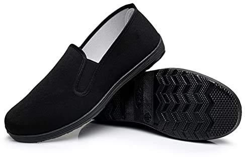 Yatong Sports Chinesische Kung Fu Hausschuhe Leinwand Kampfsport Tai Chi Schuhe Gummisohle Unisex Alle Schwarz Größe EU 35 (225cm)
