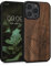 kwmobile Wood Case Compatible with Apple iPhone 14 Pro Max Case - Cover - Navigational Compass Dark Brown