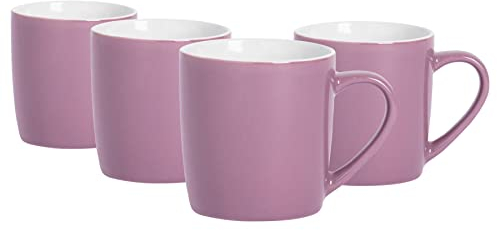 Argon Tableware Coloured Coffee Mugs - Purple - 350ml - Pack of 4 - Gloss Ceramic Stoneware Tea Mugs Latte Cappuccino Cups Hot Chocolate Cups Colourful Mug Set with Handle