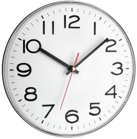 TFA Dostmann Analoge Wanduhr, 60.3017.A, mit Sekundenzeiger, groß und gut ablesbar, flaches Design, modern, mit schwarzen Ziffern, Quarzuhr, weiß/Silber (L) 280 x (B) 40 x (H) 280 mm