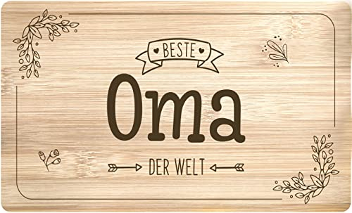Frühstücksbrettchen mit Spruch Beste Oma der Welt - Holzbrett Made in Germany aus Echtholz - Geschenk für Großmutter (Oma)