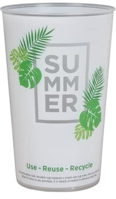 AIOS Stackable Hardwearing Polypropylene Reusable Drinking Cups / Party Cups / Festival Cups / Event Cups. Capacity 300ml (Pack of 5)