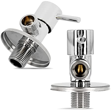 Robinet d'Arret Régulation Poignée Équerre 1/2'' x 1/2'' Tête Céramique Cuisine Salle de Bains Chromé Laiton Connecteur Mural
