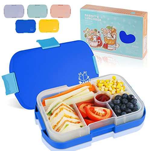 hombrima Kids Bento Lunch Box with 6 Compartments, Lunchboxes for Childrens Girls Boys Adults Work School, BPA Free, Leakproof, Microwave Safe(Dark Blue)