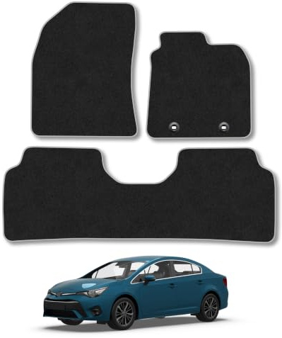 Fits Toyota Avensis (2009-2018) Carpet Car Floor Mats | Tailored Fit Carpet Floor Mats non Slip Grey Trim Full Coverage Compatible Accessory Front Rear Anti Slip Granulated Backing