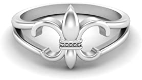 MOONEYE 925 Sterling Silber Fleur de Lis Ring Saints Ring Französische Lilie Blumenring (Sterling Silber, 60)