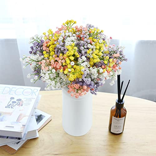 Homcomodar Real Touch Künstlich Gypsophila 12Pc Künstliche Blume Weiß für Hochzeit,Party,Braut, Büro Dekor(Farbenfroh)