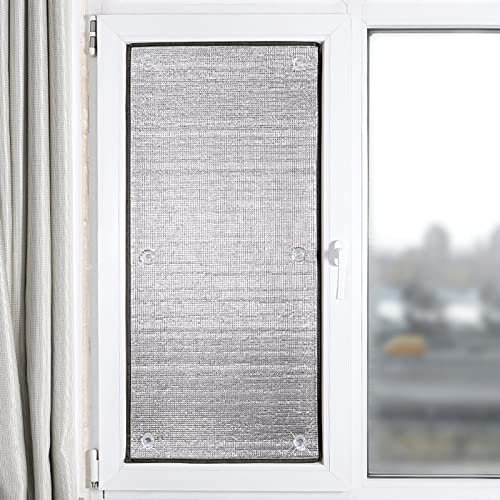 kefu01 Reflektierende Fensterfolie Isolierfolie Dämmfolie,Badezimmer Sichtschutzfolie,Wärmeisolierung Sonnenschutzfolie Fenster Innen,Wintergarten Doppelte Alu-Luftpolsterfolie (200x250cm/79''x98'')