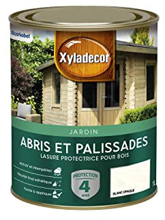 Xyladecor - Lasure Protectrice pour Bois Extérieur Jardin - Abris, Palissades, Espaliers, Kiosques, Barrières - Couleur : Blanc Opaque 1 L