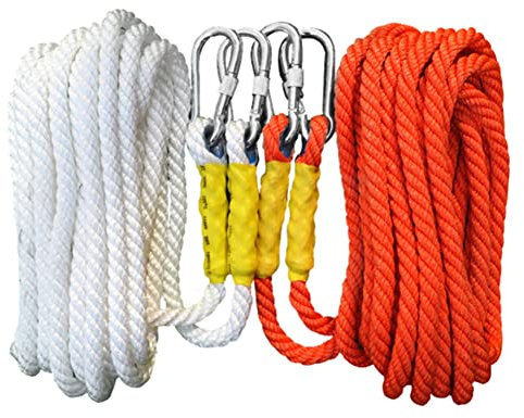 LQSSA Orange Climbing Ropes, 16Mm Static Rock Climbing Rope,Escape Cord Fire Rescue Parachute Rope with Carabiner/White/16Mm 20M