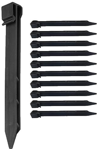 Rori Lot de 10 piquets pour Bordure de Gazon Noire - 24 cm - pour Bordure de Gazon Flexible - Bordure de pelouse - Bordure de Parterre - Longue durée de Vie