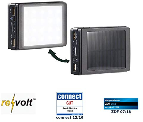 revolt LED Powerbank: 2in1-Solar-Powerbank mit Campingleuchte, Versandrückläufer (Powerbank als Stromquelle für LED, Ersatz-Akku-Solarleuchte, Batterie Leuchten)