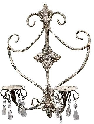 TentHome Wandkerzenhalter 2 Armig Rustikal Kerzenständer Wand Kerzenhalter Metall Shabby Teelichthalter Kerzenleuchter Vintage Wanddeko für Teelichter Stumpenkerzen