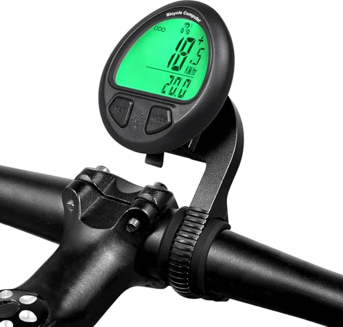 Fahrradcomputer Tacho Fahrrad Kabellos, 19 Funktionen Fahrradtacho kabellos mit Hintergrundlicht wasserdichte, Leicht Montieren, Automatisches Aufwachen (Black,Kabellos)