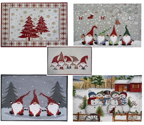 2er Set Tischset Mitteldecke Tischläufer Gobelin Winter Weihnachten Verschiedene Motive Baumwollmischung (Tannenbaum)